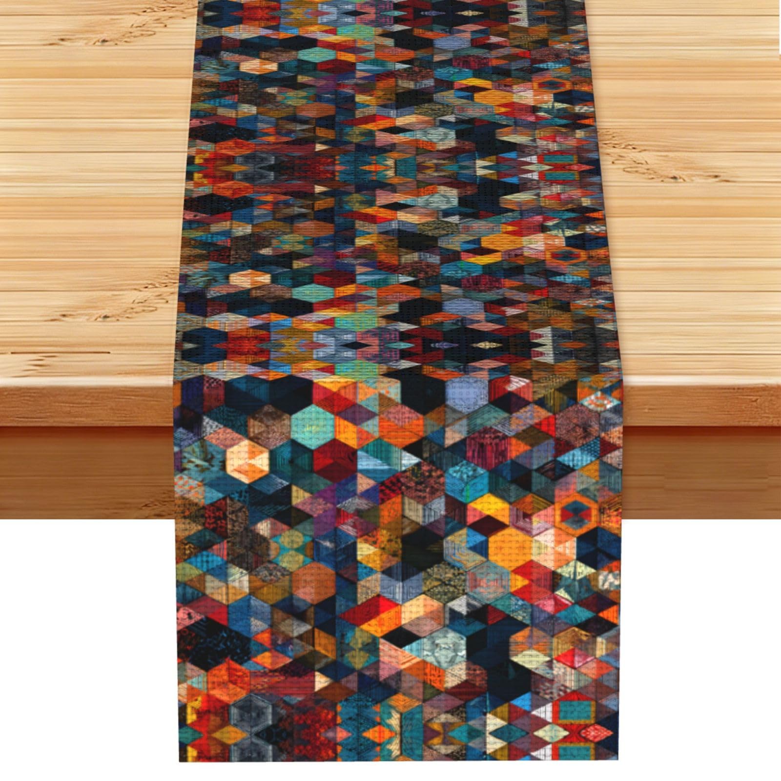 Geometric mosaic Linen Feel Table Runner Wedding Party Home Decoration