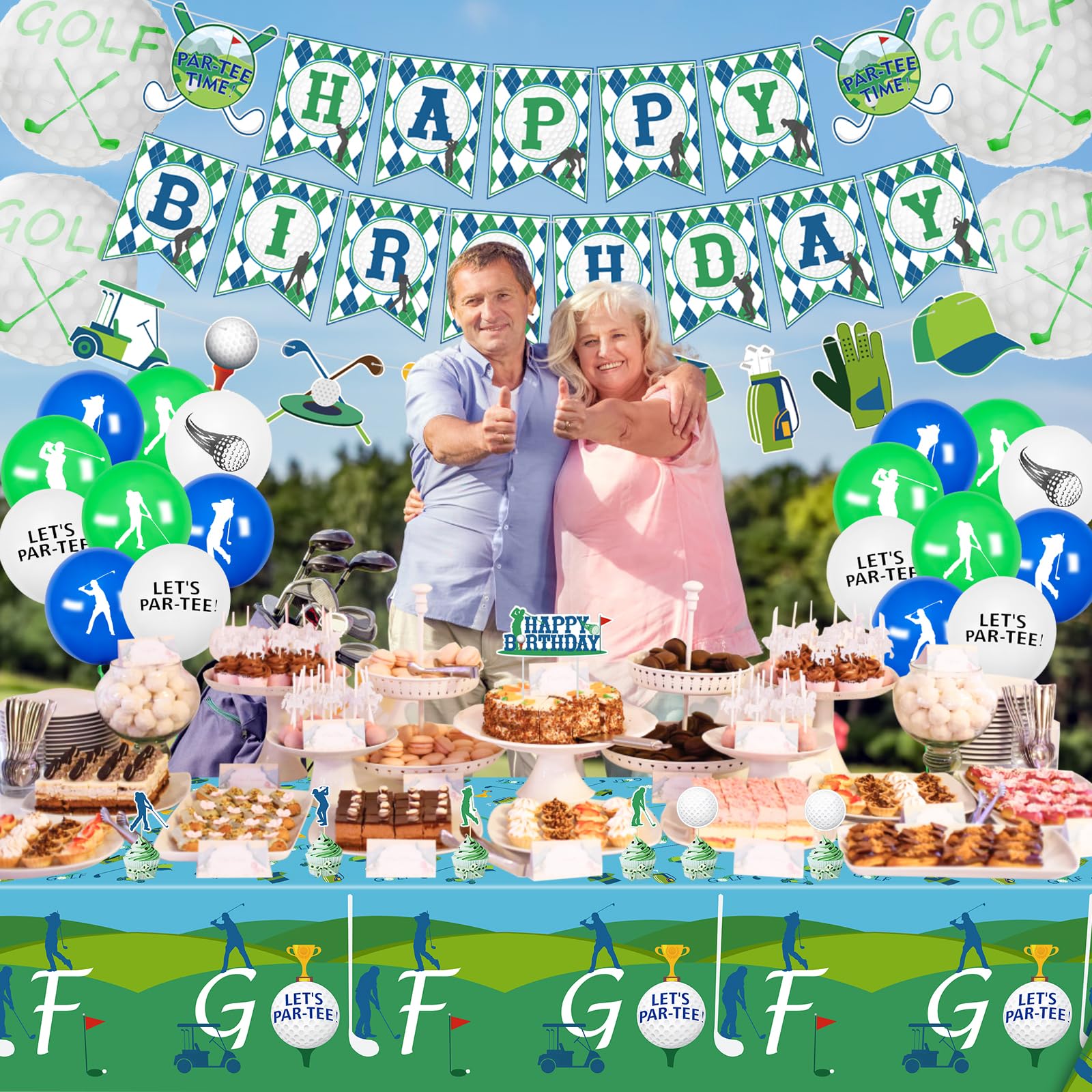 Howaf Banner di calcio Striscione Buon compleanno per giardino e parete - Photo Booth decorazione tema sport