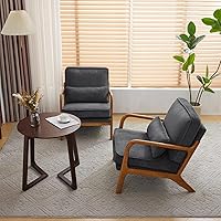 Vista 12 de VINGLI Silla decorativa de pana de alta calidad, con reposabrazos tapizada, cómoda silla de lectura de madera maciza con almohada lumbar, sillas