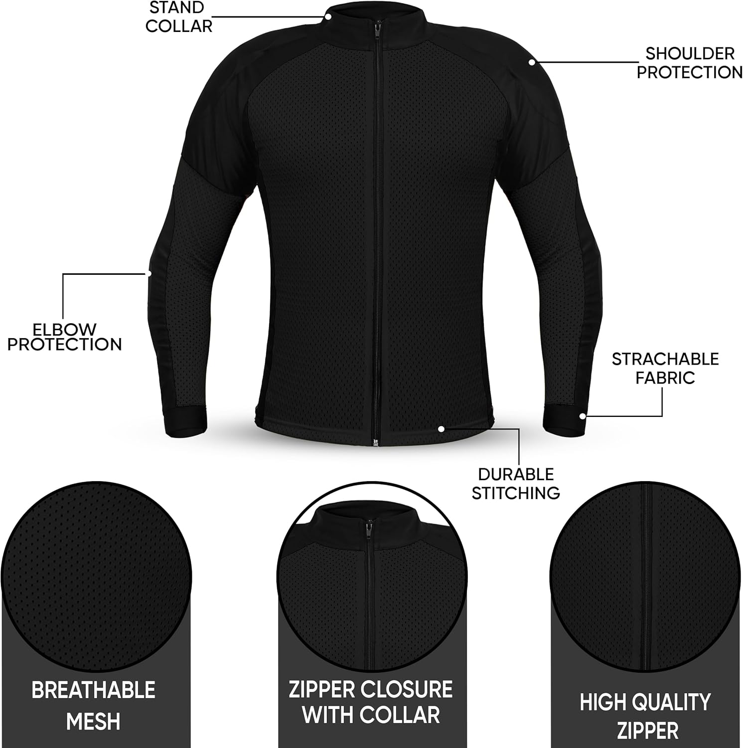 Motorcycle Armored Shirt for Men & Women Breathable Mesh Protective Riding Gear with CE Protection & Removable Padding - Image 6