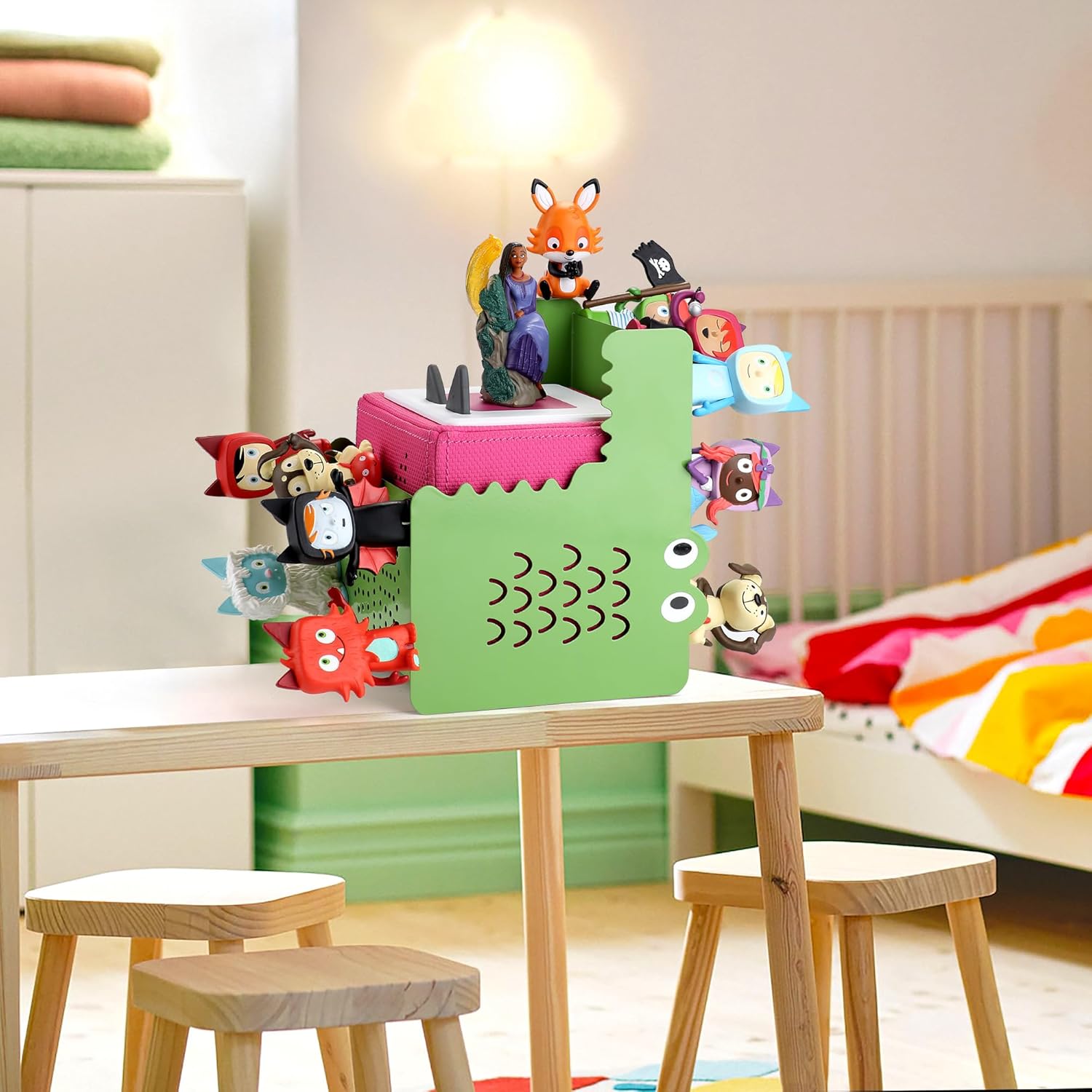 Crocodile Shelf for Tonies Box Organizer Storage Shelf, Magnetic Floating Shelves for Toniebox 1/2 Player & Tonies Figures, Display Collection 30~40 Figures, Characters, Designed for Kids' Gifts