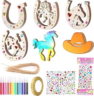 ZIGefofo - Lot de 36 fers à cheval en bois à peindre - Cadeau d'anniversaire d'enfant - Cadeau pour filles 5-12 ans - Chevaux en bois - Bricolage - Décoration