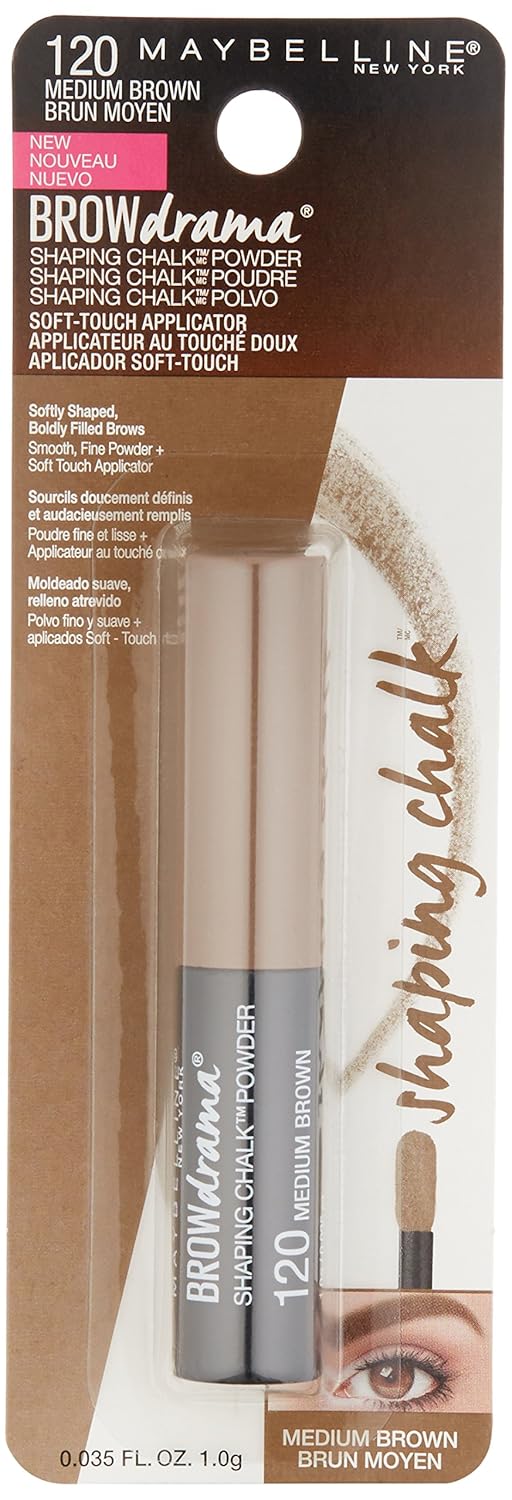 Maybelline New York Brow Drama Shaping Chalk Powder, Medium Brown, 0.035 fl. oz. - Image 2