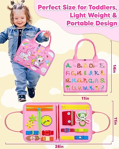 Miniatura 6 de Exorany Busy Board - Juguetes Montessori para niños y niñas de 1, 2, 3, 4 años, regalos de cumpleaños, juguetes para niñas de 1 a 2, 2 a 3 años,