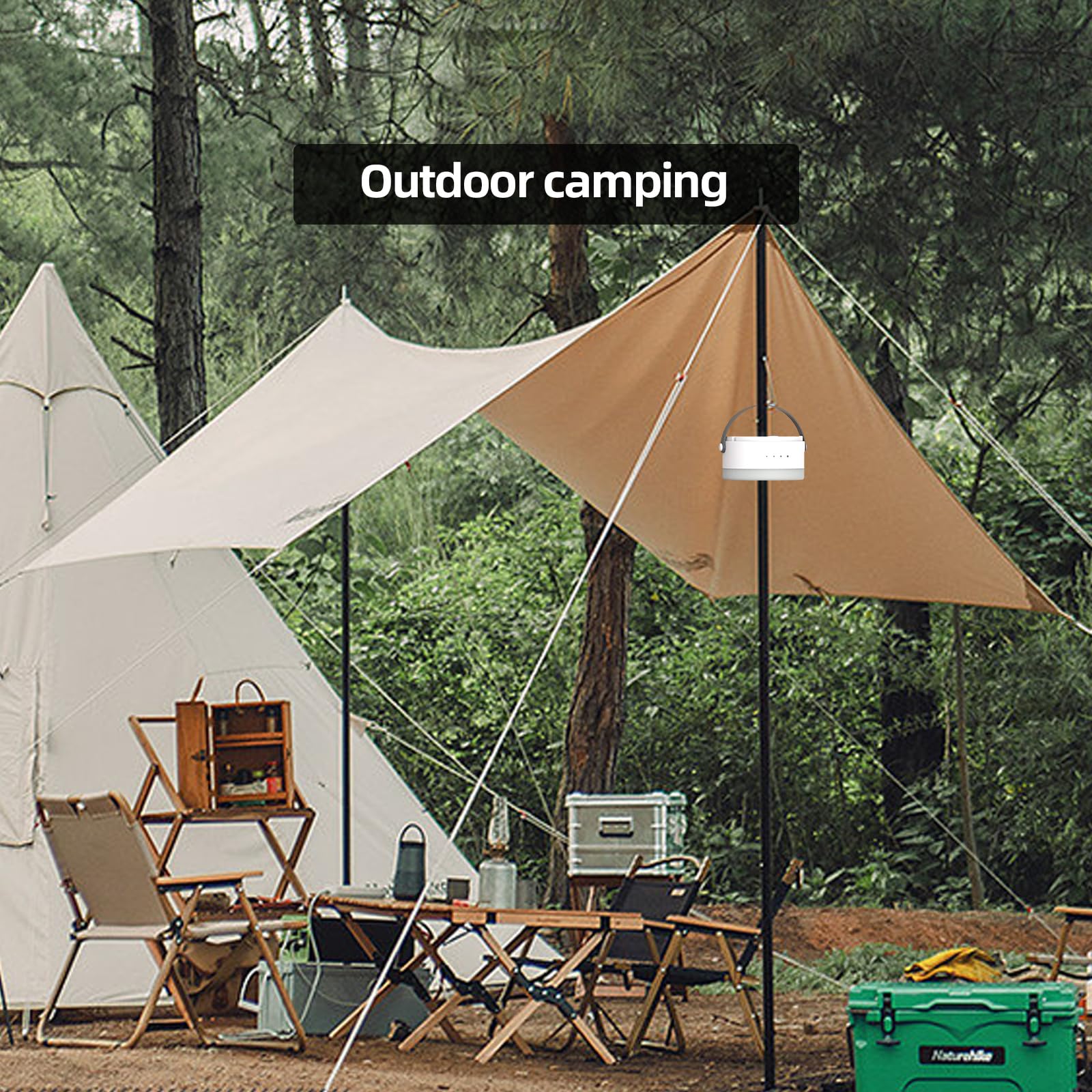 Lampe d'urgence LED de camping, lanterne portable rechargeable 2000 mAh pour tentes, extérieur, cabines de fournisseur, mini lumière de 134 g avec luminosité à intensité variable, chargement