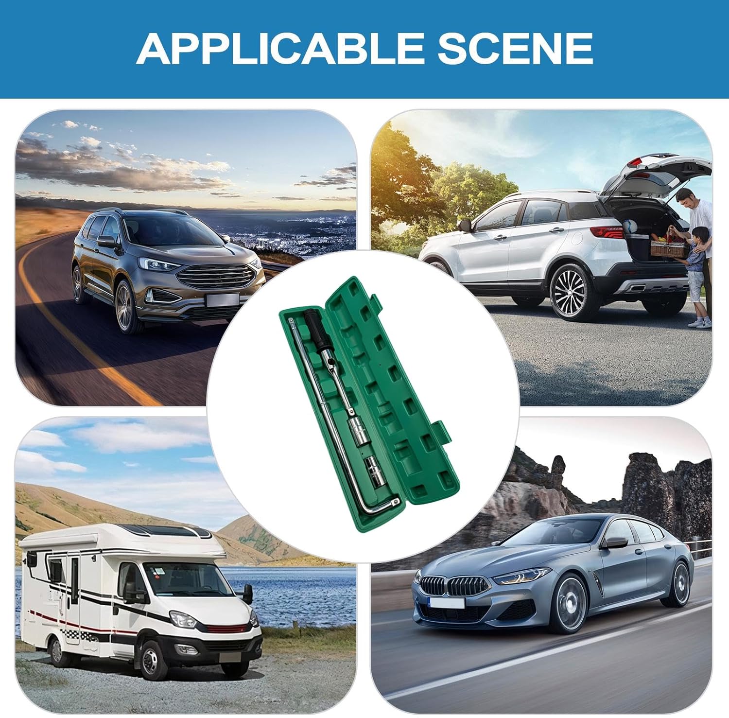 Lug Wrench – Car Wheel Wrench, Cross Brace Wrench | Telescoping Lug Wrench with Reversible Sockets, 4-Way Tire Removal Tool Kit, Portable Wheel Nut Remover for Car Tire Changes Maintenance