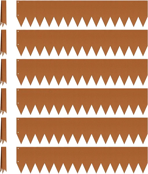 HONYTA Landscape Edging, 40 x 8 in Strips 6-Pack, Hammer-in Powder Coated Metal Garden Border with 6 Clips, Bendable Metal Landscape Edging for Yard Flower Bed Lawn Pathway Divider(Brown, 14 Teeth)