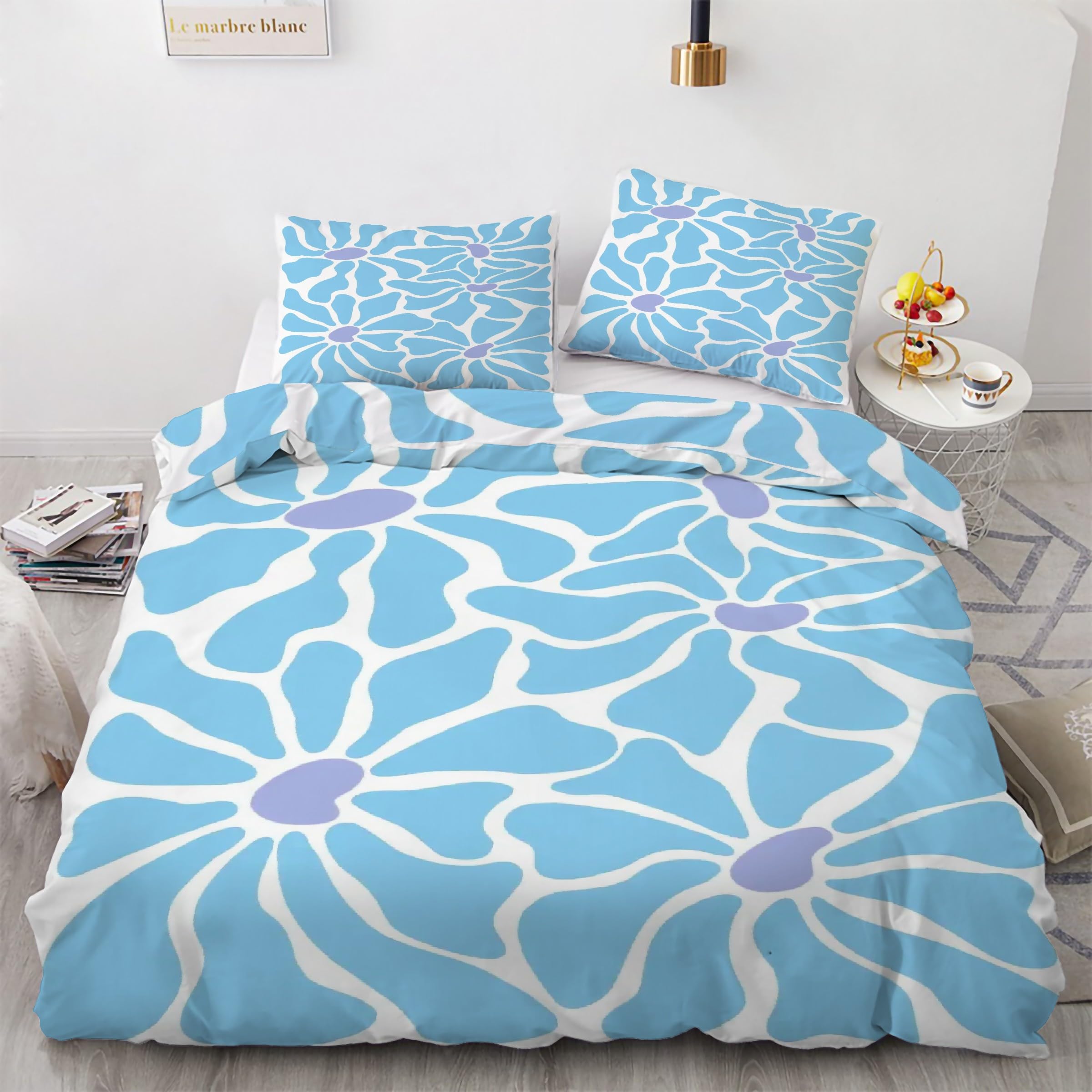 Housse de couette 220x240 fleurs pour illuminer votre chambre avec une parure de lit bleu