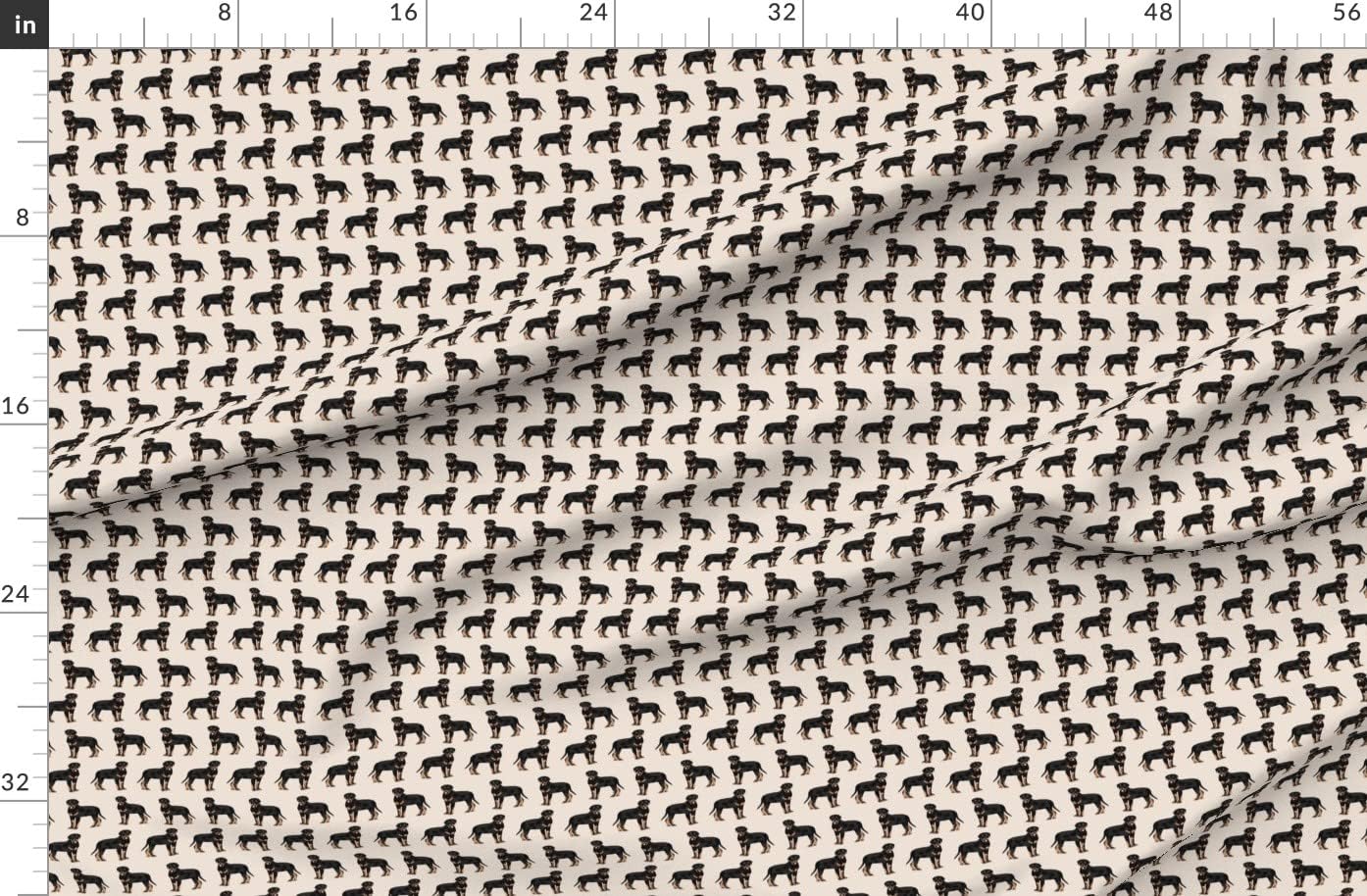 Spoonflower Fabric - Rottweiler Dogs Sand Rottweilers Pets Pet Neutral Puppy Black Portrait Printed on Organic Cotton Sateen Fabric by The Yard - Sewing Quilting Apparel Home Decor