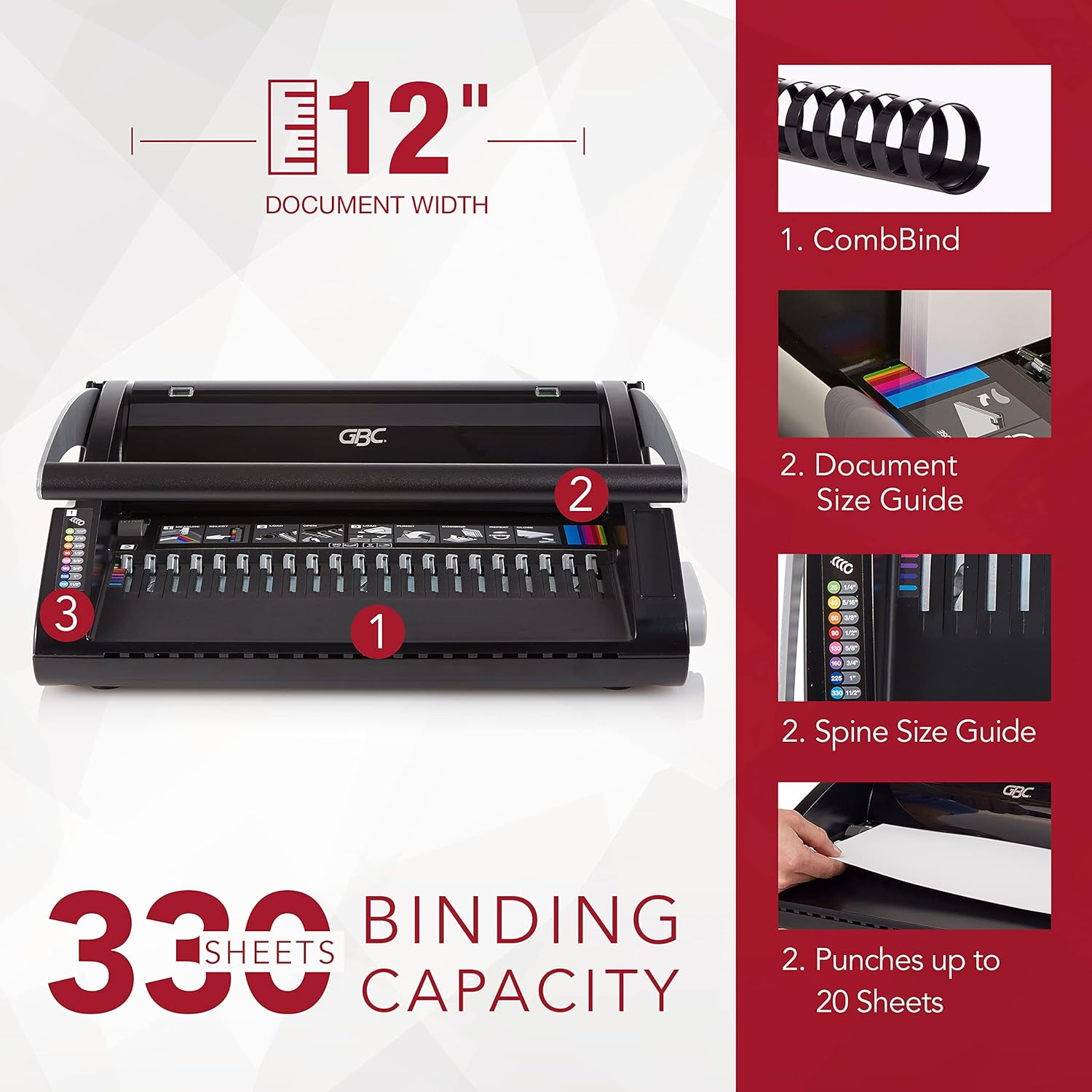 Buу 1 gеt 1 GBC Binding Machine, Manual, 320 Sheet Binding Capacity, 20 Sheet Punch Capacity, CombBind C20 (7706172) Buу 1 gеt 1 GBC Binding Machine, Manual, 320 Sheet Binding Capacity, 20 Sheet Punch Capacity, CombBind C20 (7706172)