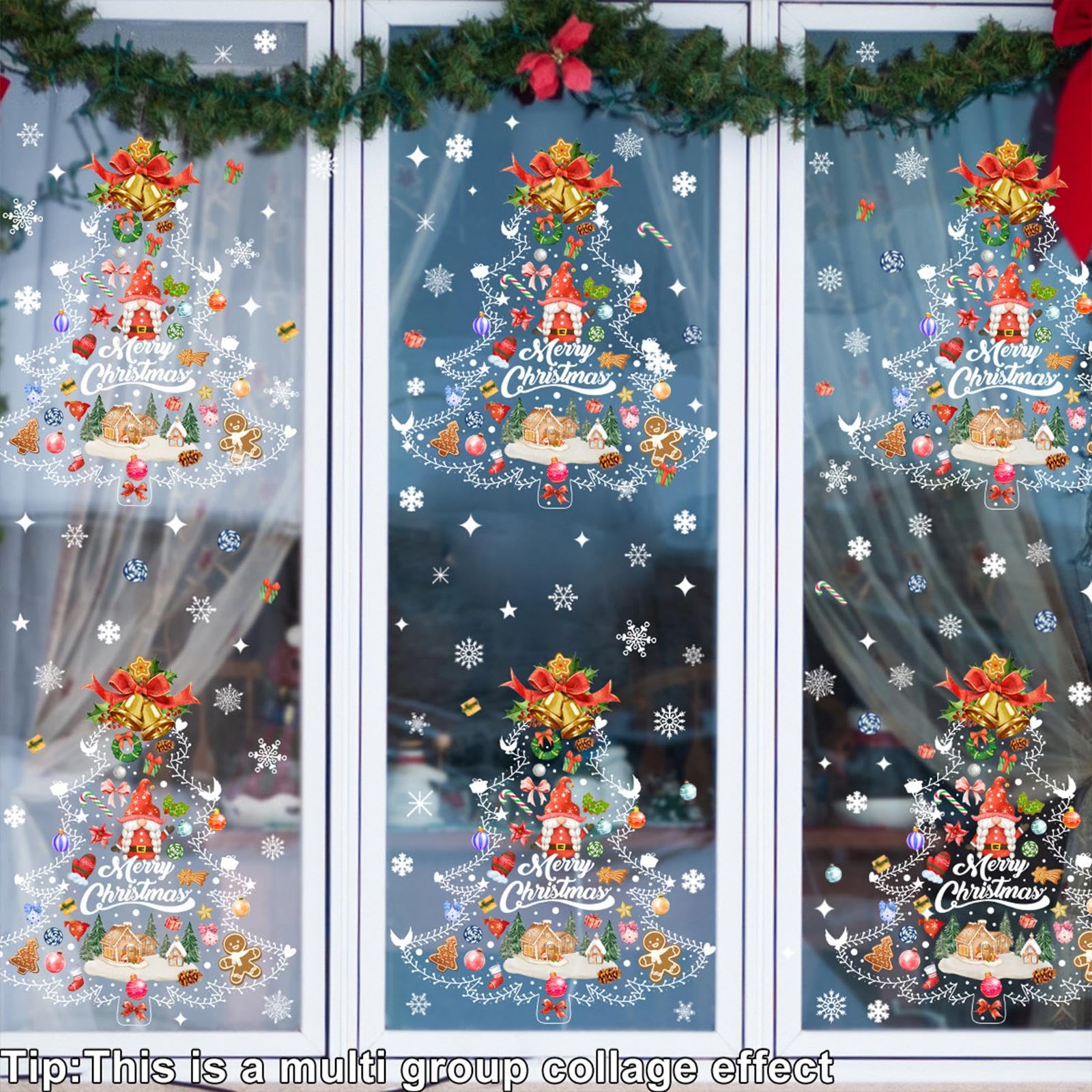 Weihnachtsbaum Fensteraufkleber Selbstklebend 30x40 cm Doppelseitig Weihnachtsdekor für Fenster Büro