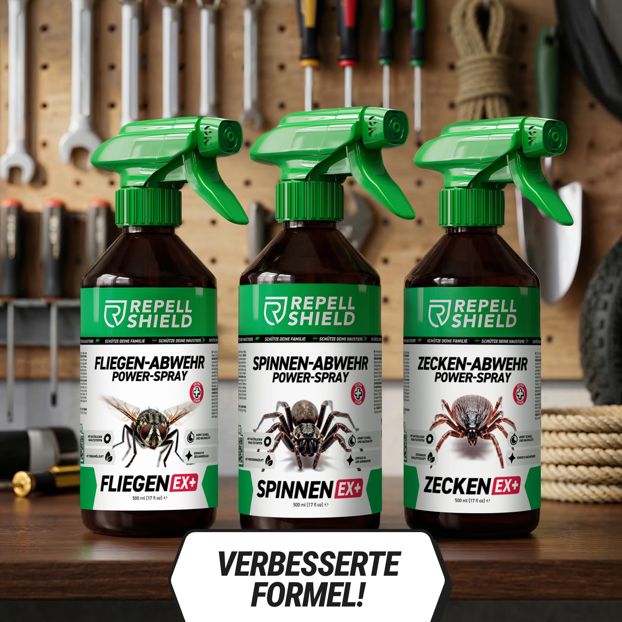 RepellShield® Spinnenspray für Haus & Garten – 500ml – Hinterlässt keine Flecken, gebrauchsfertig, Innen- & Außenbereich – Spinnenabwehr mit Pfefferminz, Geraniol und Chrysanthemenextrakt
