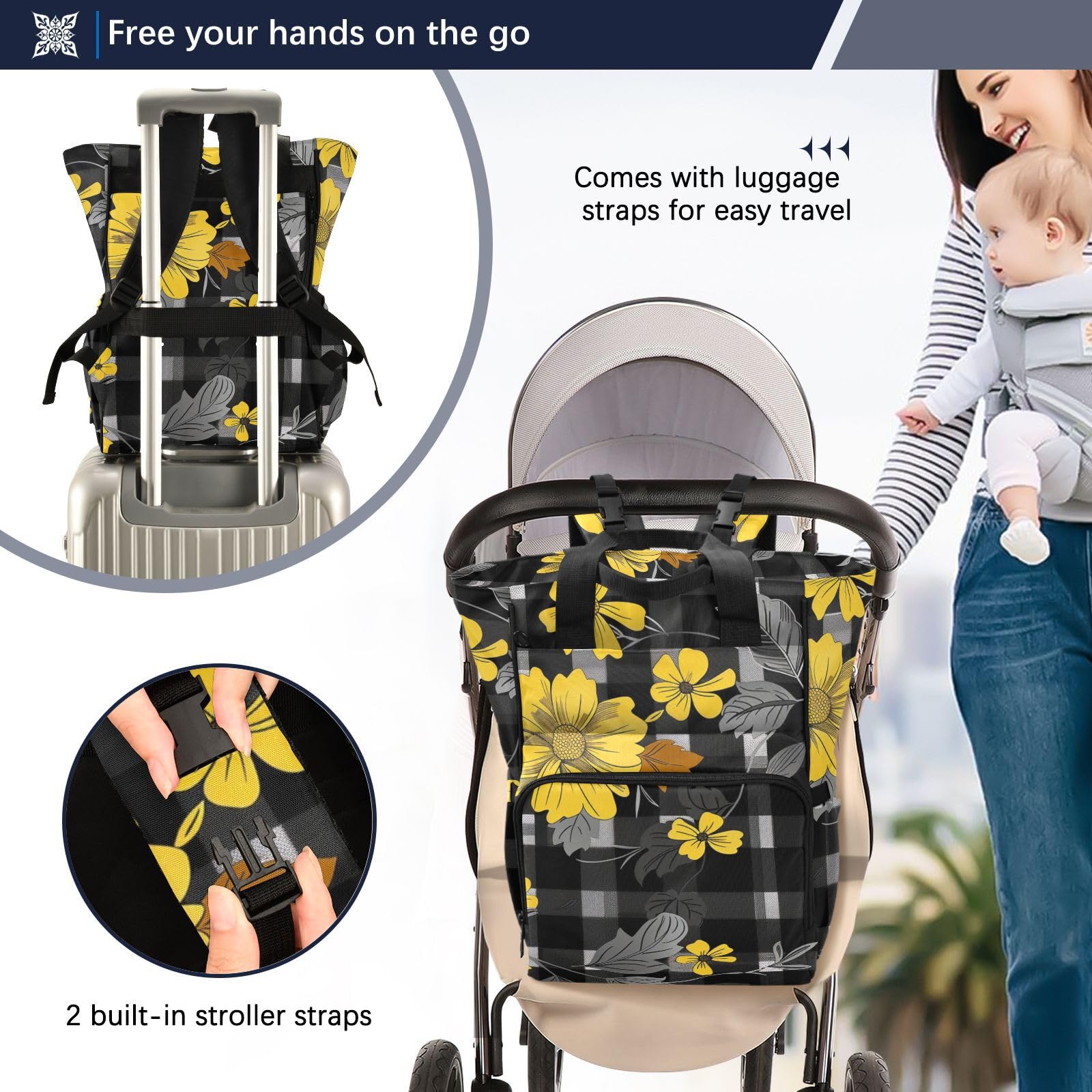 Duże torby na pieluchy unisex na podróż Michigan czarne