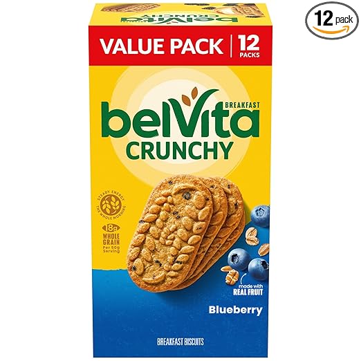 belVita Breakfast Bars Biscuits, Blueberry, Value Pack, 12 Packs (4 Biscuits Per Pack)