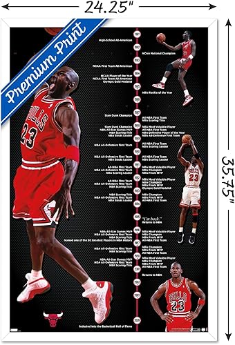 Miniatura 3 de Trends International Michael Jordan - Póster de pared de línea de tiempo, 22.375 x 34 pulgadas, versión enmarcada en blanco