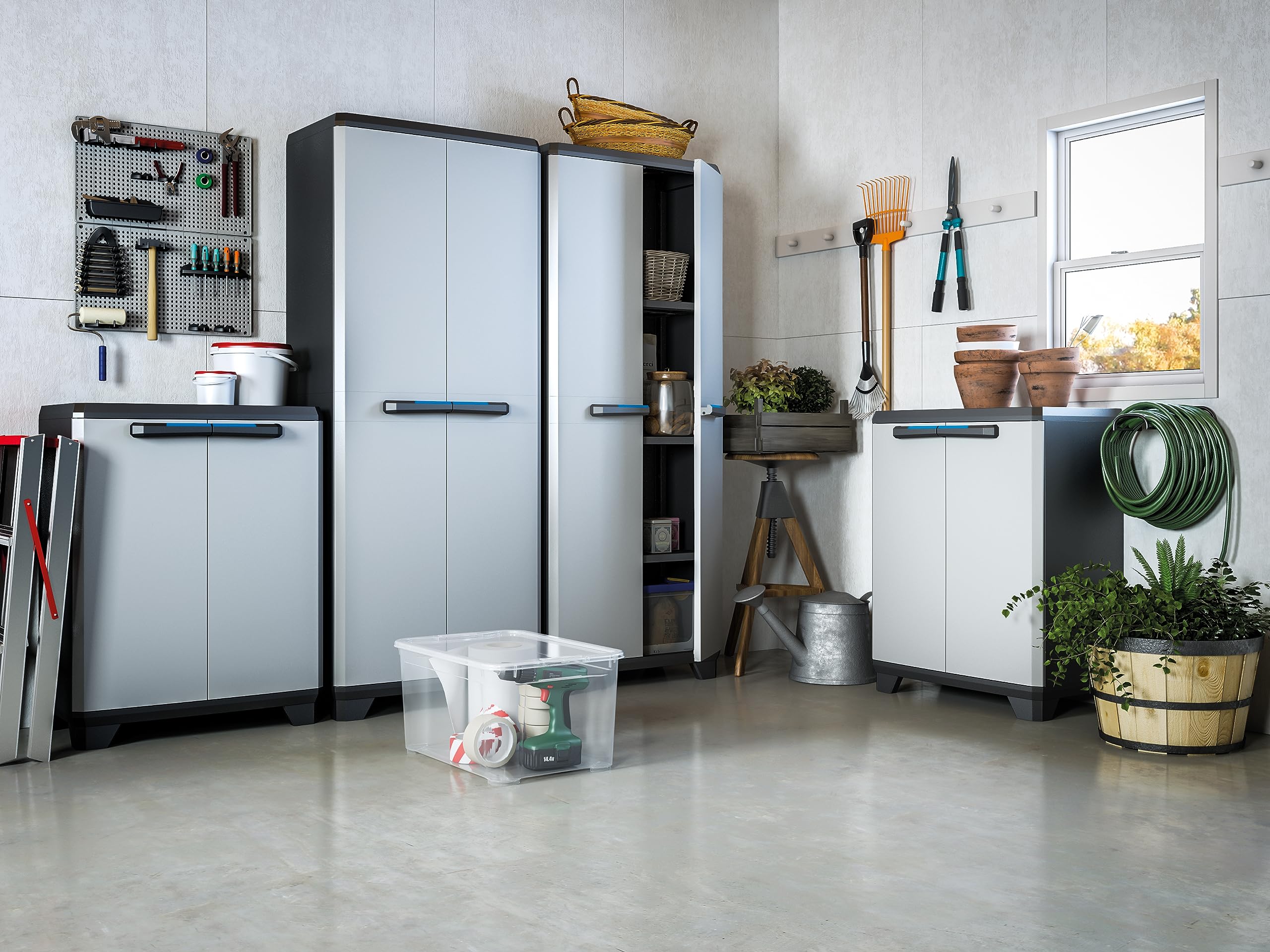 Ondis24 Kunststoffschrank Haushaltschrank Royal Multifunktionsschrank abschließbar mit Füßen 68 x 39 x 173 (H) cm, schnell aufgebaut, bewährtes Modell (173 cm, 1)
