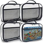 Holay 4 Boîtes PVC Ensemble de blocs zippés, Jouet, Argile, Boîte de rangement de jeu de société (nom de l'étiquette, poche manuelle) (noir, grand)