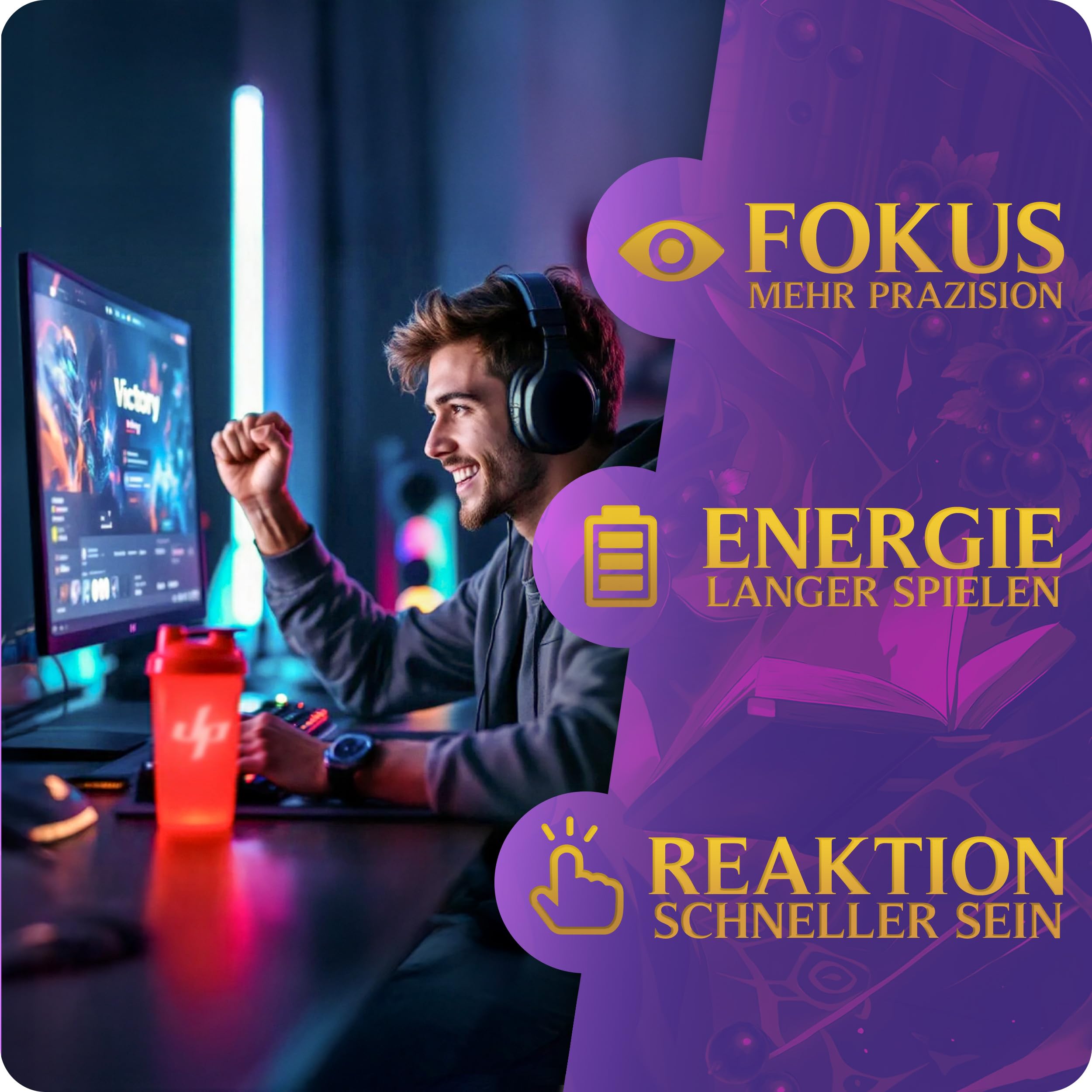 UP-GRADE Gaming Booster Bundle – Energy Drink Pulver für Fokus & Energie – 5 Sorten im Vorteils-Set – je 200mg Koffein, Vitamine & Magnesium – 5x40 Portionen (5x400g)