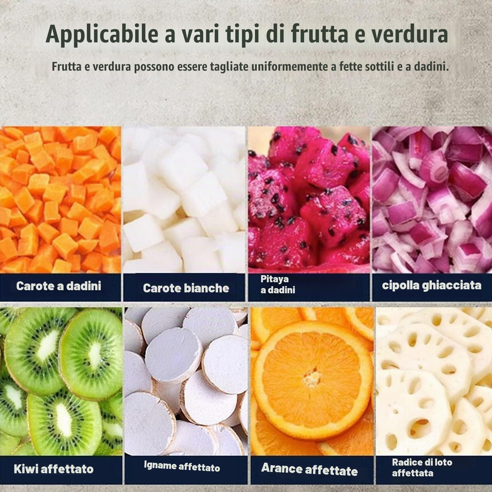 Cubettatrice per verdure commerciale, robusta macchina elettrica in acciaio inox 304 per tagliare a cubetti la frutta, carote, patate e cipolle, robot da cucina con 5 lame