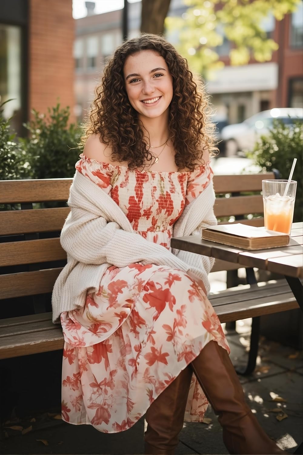 IFFEI Girls Dresses Smocked Long Sleeve Floral Casual Tiered Midi Dresses for Holiday Party 6-15Y - Image 5