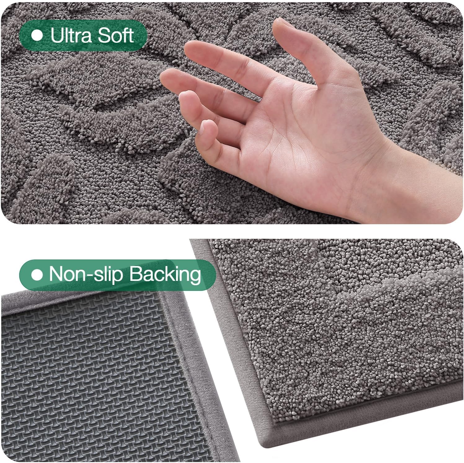 LUMI Ultra Absorbent Bathroom Rug Non Slip Rubber Backing, Machine Washable Bath Mat Soft Premium Microfiber, Elegant Luxury Bath Rugs Quick Dry for Bathtub and Shower Floor, Decor, 17x30 - Image 4