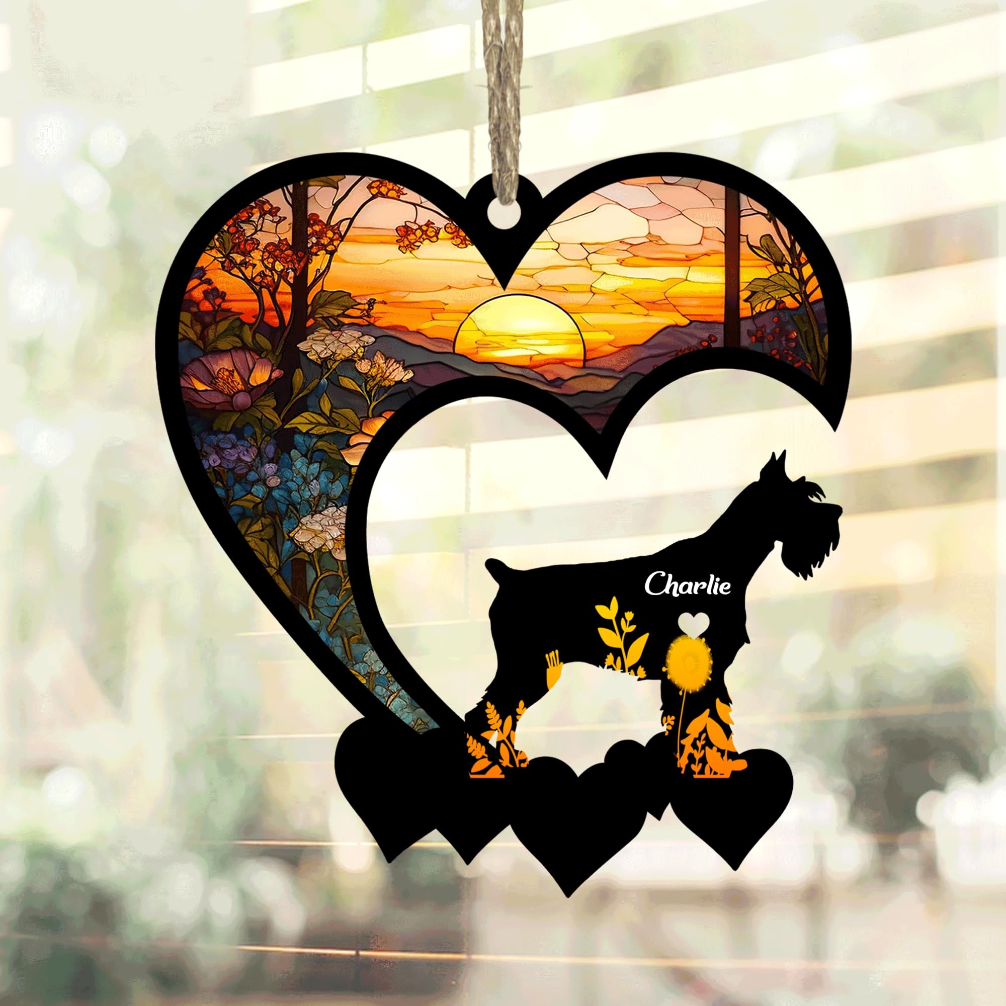 Lovely POD Schnauzer Suncatcher Ornaments, Personalized Schnauzer Memorial with Name, Dogs Loss Ornaments, Dog Remembrance Gift, Dog Memory Ornament, Loss of Dogs Sympathy Gifts