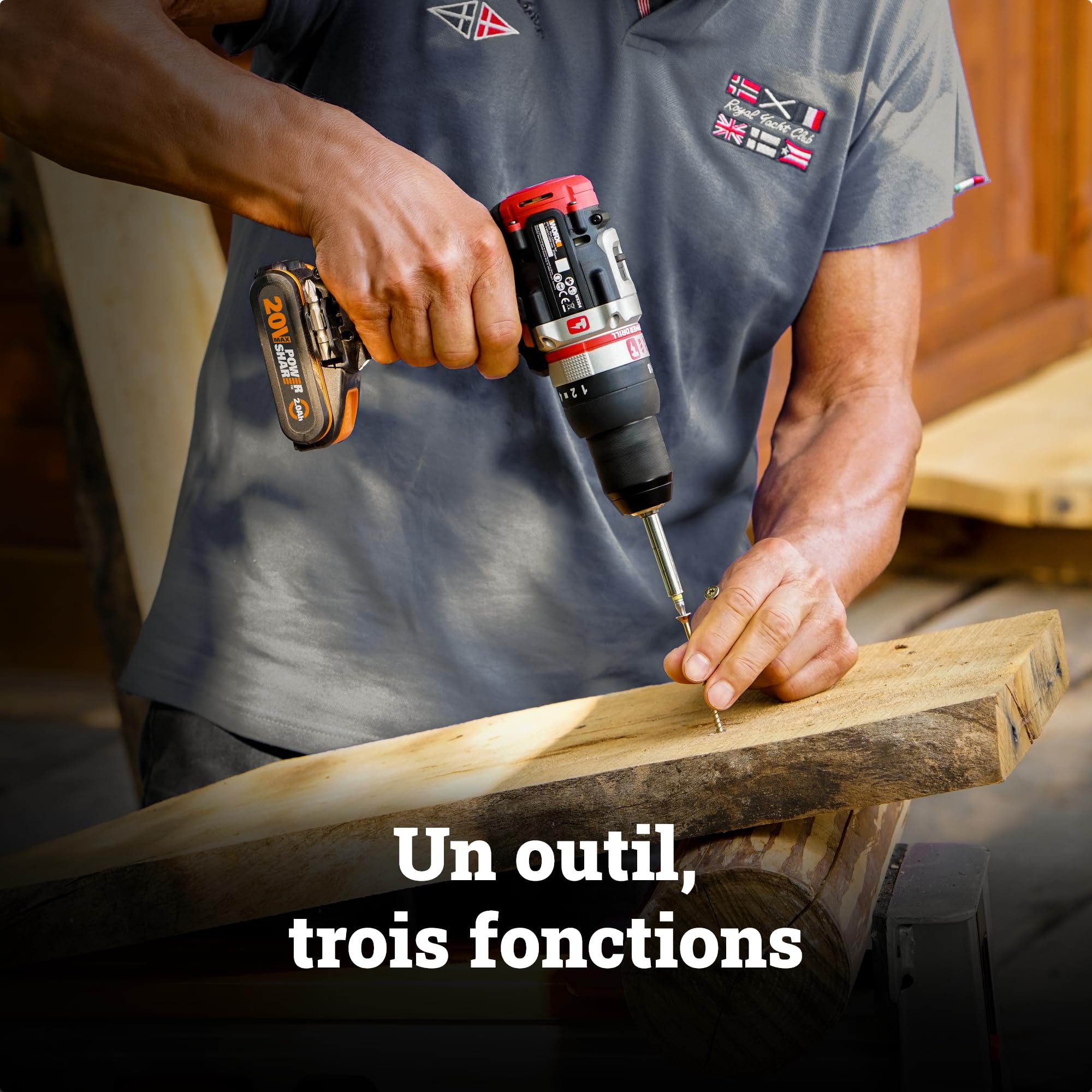 WORX Perceuse à Percussion sans Fil 20V WX354.9, 2 en 1, moteur Brushless, technologie Active Hammer, couple réglable 60 Nm, Mandrin 13 mm, pour tous matériaux, sans Batterie ni Chargeur