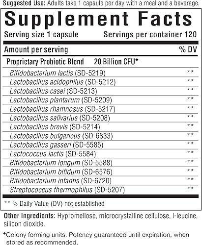 Miniatura 2 de Innate Response Formulas, Flora 20-14 Ultra Strength, suplemento probiótico con 20 mil millones de UFC, 14 cepas probióticas, hecho sin lácteos ni