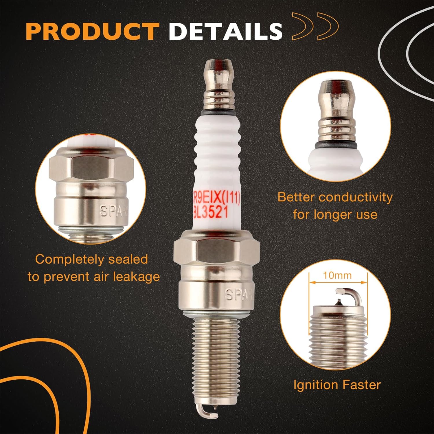 Ignition Coils & Spark Plugs, Compatible with Yamaha 2006-2015 FZS1000 FZ1, 2002-2006 YZF R1, 2006-2007 YZF R6, 2009-2020 Vmax 1700, Replaces# 5VY-82310-00-00 (Set of 4)