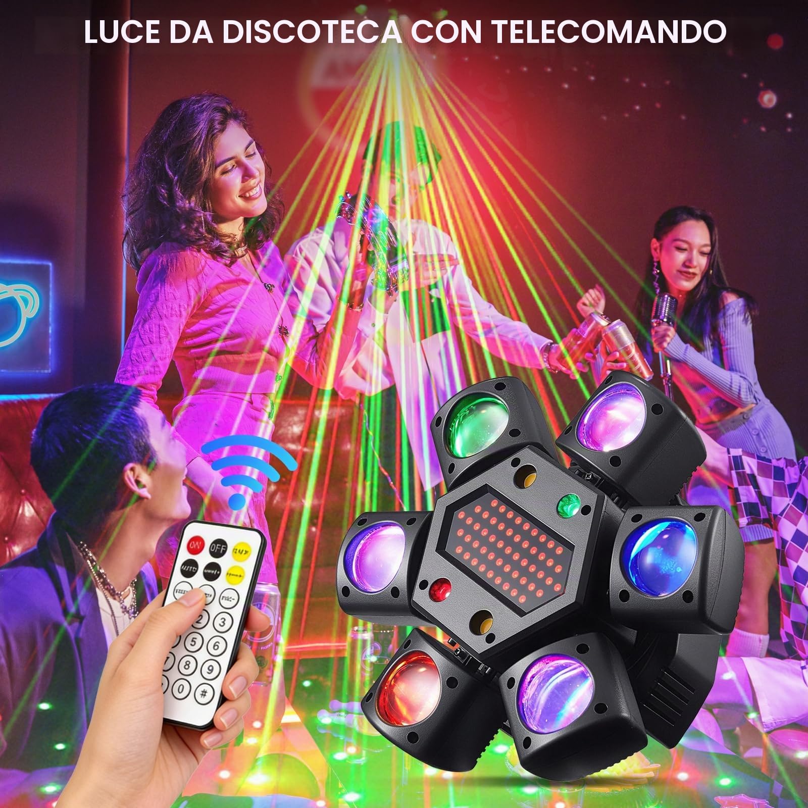 Teste Mobili Luci Palcoscenico, RGB Luce da Discoteca con Telecomando, DMX512 Luce da Festa Stroboscopico per Festa Discoteca DJ Bar Halloween Matrimoni