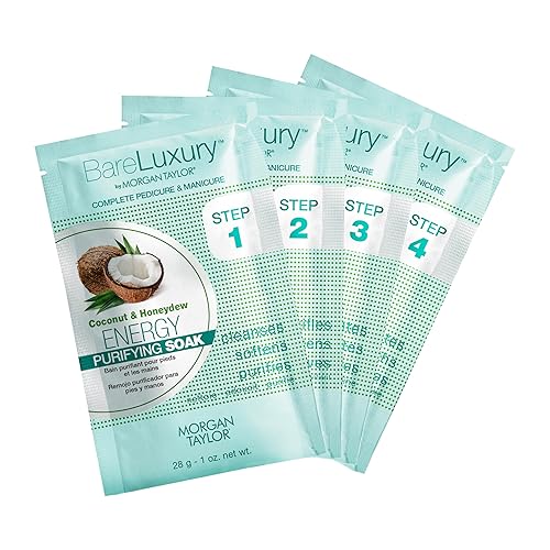 Miniatura 2 de Morgan Taylor BareLuxury - Paquetes completos de pedicura y manicura de 4 pasos, kit completo de cuidado de uñas con remojo, máscara, exfoliante y