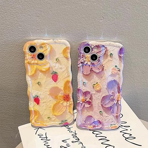 Miniatura 9 de ZCDAYE Funda para iPhone 13 (6.1 pulgadas), pintura al óleo retro con estampado de flores florecientes, colorido borde brillante, marco ondulado