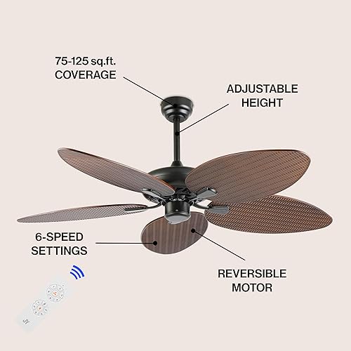 Miniatura 4 de JONATHAN Y JYL9719C - Rifas de 52 pulgadas con aplicación móvilcontrol remoto, ventilador de techo de hoja de palma de 6 velocidades, bohemio,