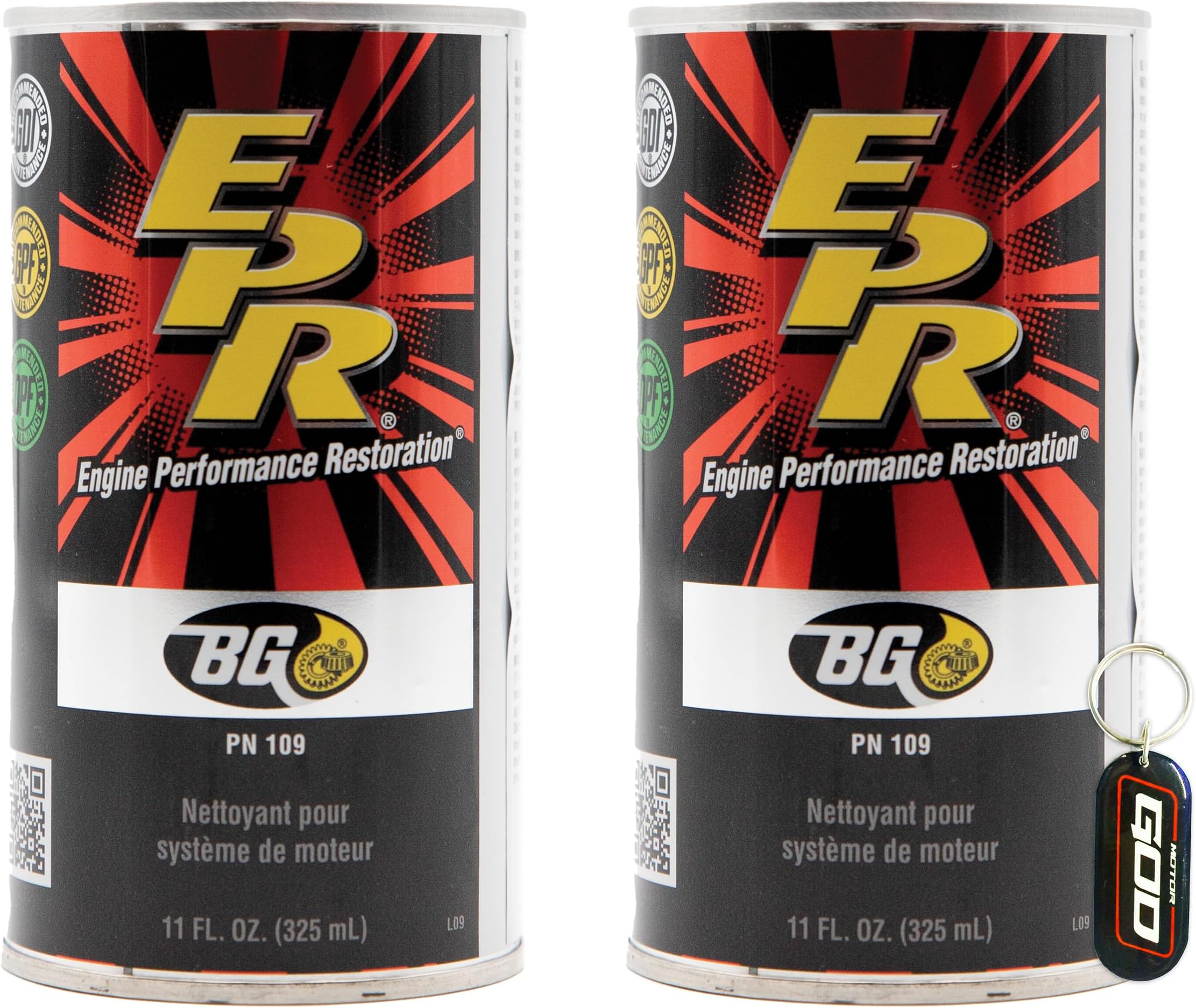2 Cans of New BG EPR Engine Performance Restoration 109 key chain
