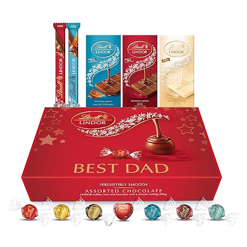 Lindt Lindor Official Father's Day Chocolate Gift Hamper Box - Chocolate Truffles - Chocolates Bars and Tablets - Assorted Flavours - Best Dad Hamper - Best Dad