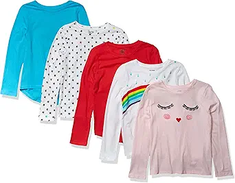 Amazon Essentials Girls and Toddlers' Long-Sleeve T-Shirts (Previously Spotted Zebra), Multipacks