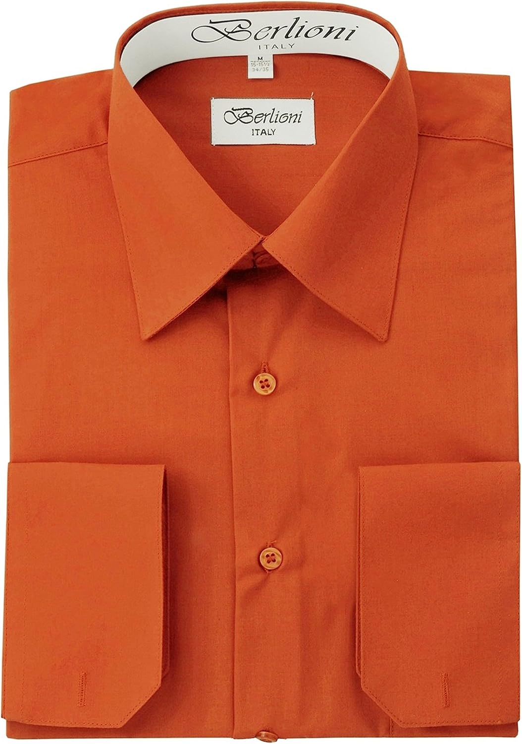 Berlioni Men's Dress Shirt Convertible French Cuffs Rust, 3XLarge
