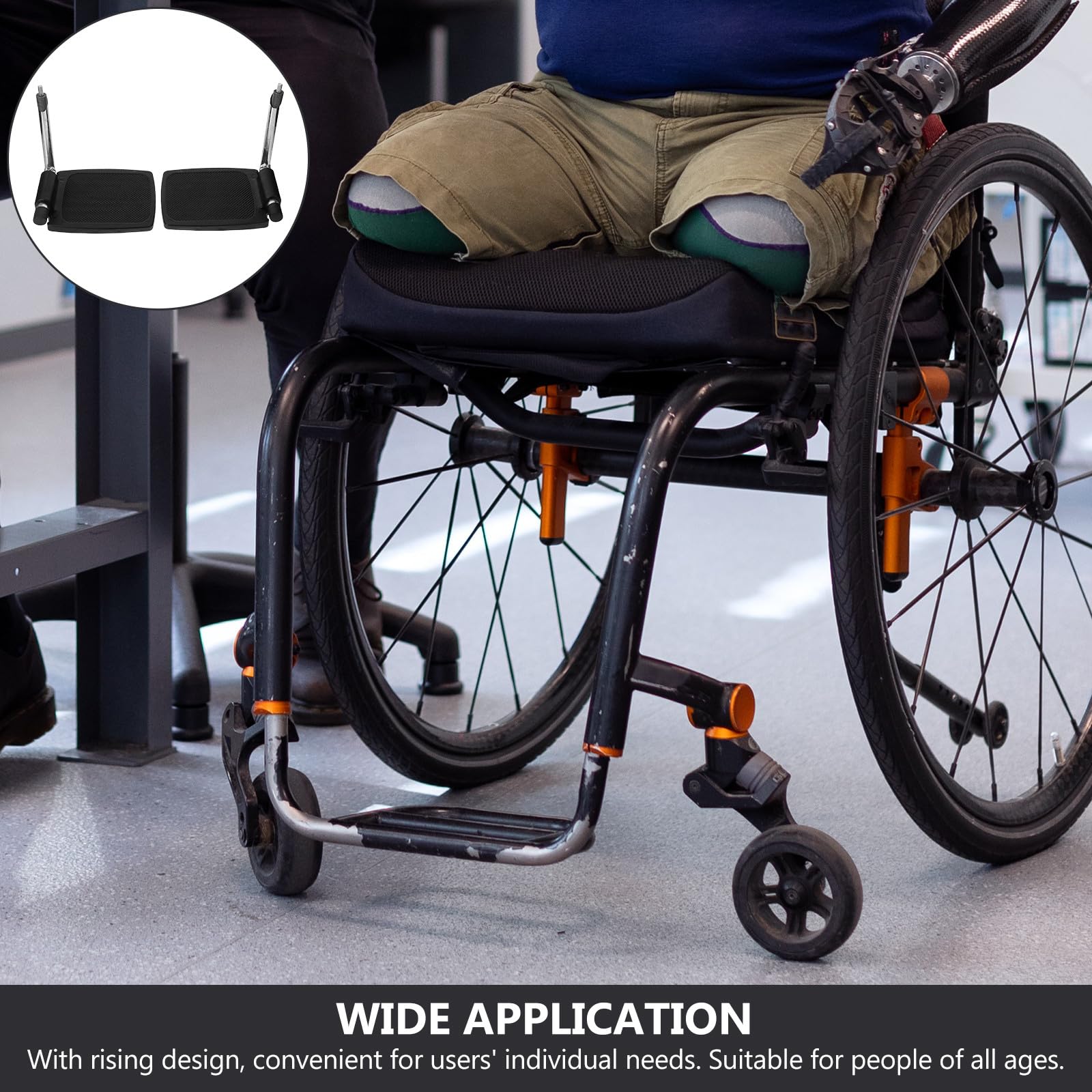 Reposapiés resistente para silla de ruedas con poste de soporte de aleación de aluminio, pedal de repuesto diseñado para reducir la carga del cuidador y la fuerza física, adecuado para