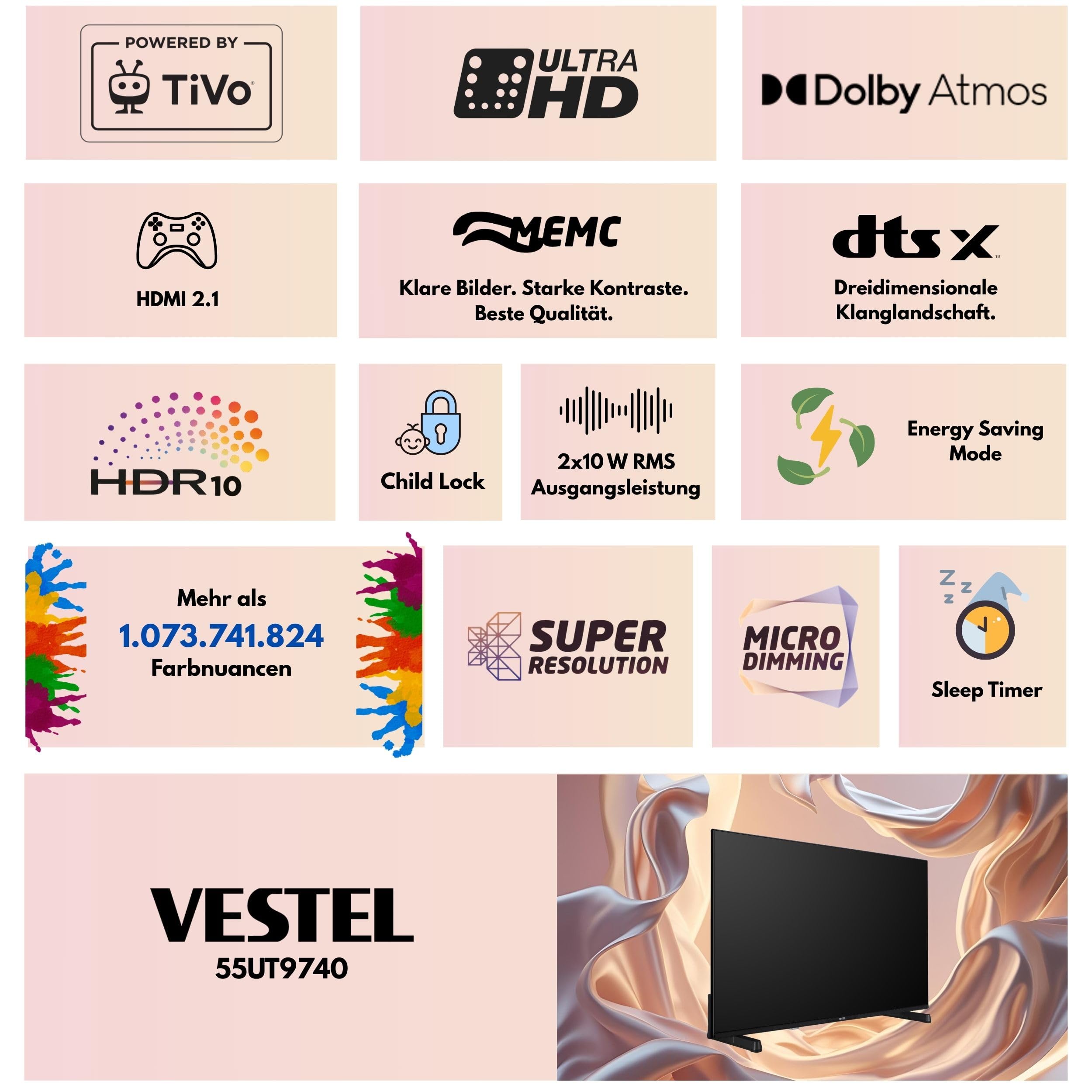 Vestel Fernseher Smart TV Powered by TiVo 55 Zoll – Bild 7