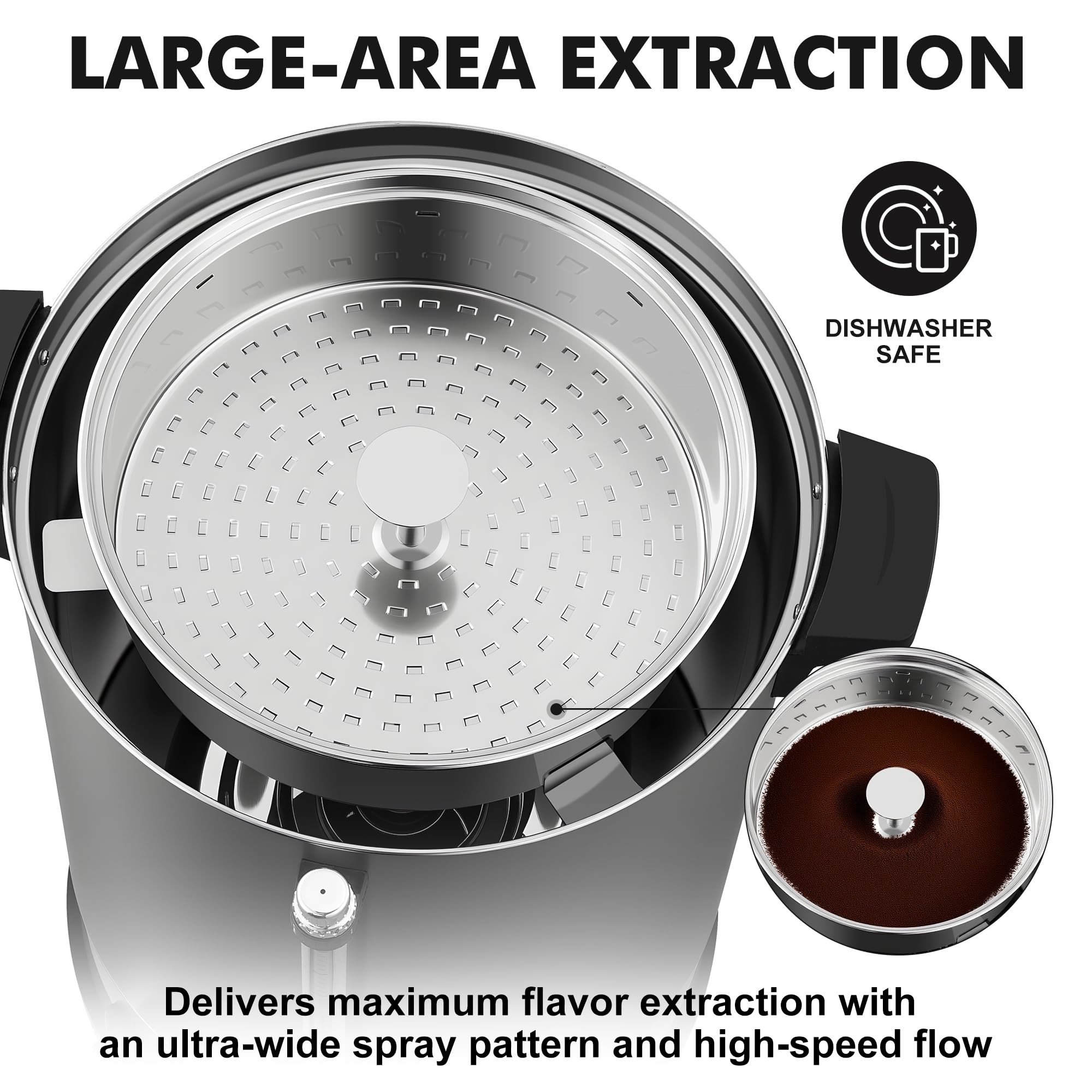 Urna da caffè commerciale, 100 tazze, grande macchina da caffè, erogatore di bevande calde con doppia parete in acciaio inossidabile, urna d'acqua per eventi, birra rapida, controllo della