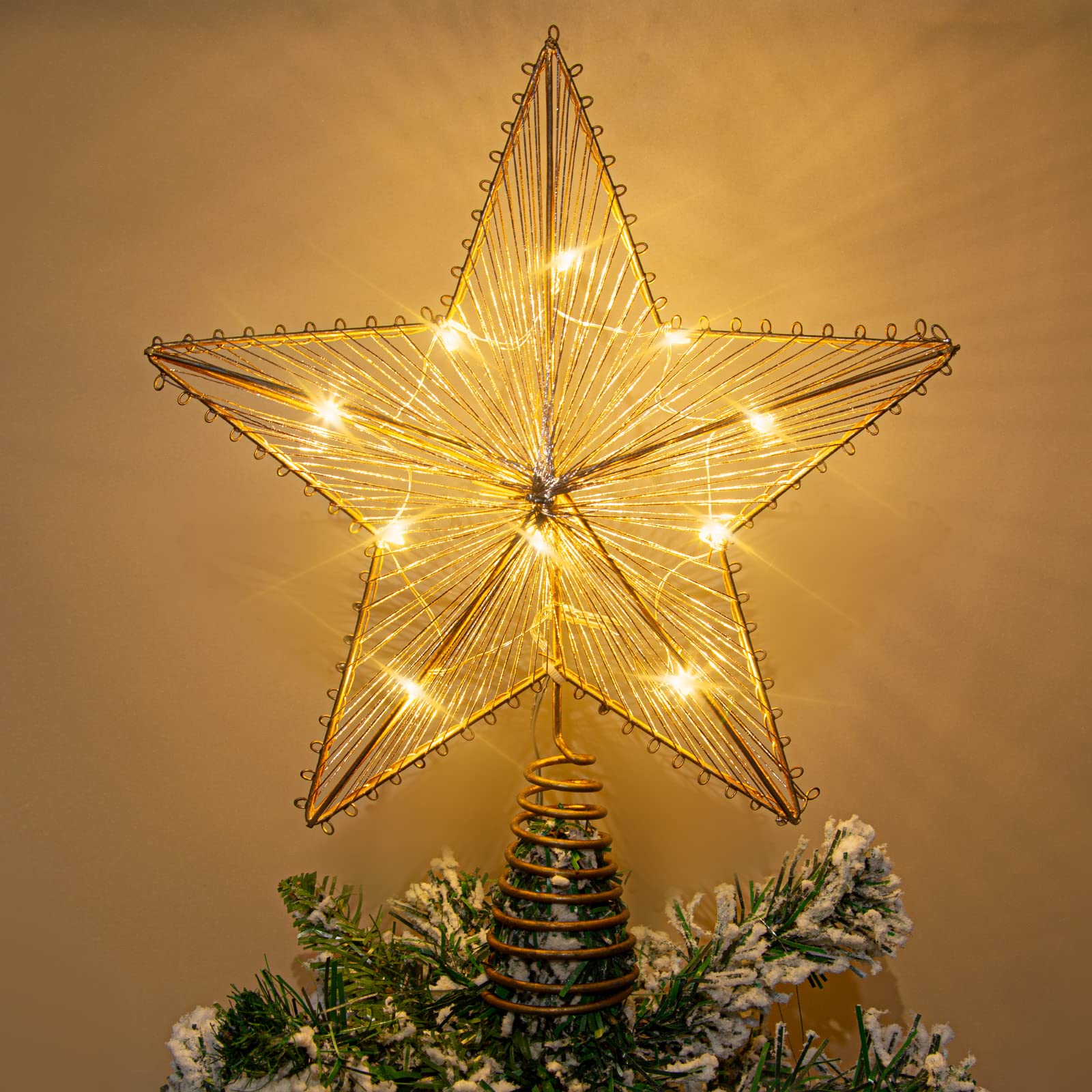LAWOHO White Winter Christmas Tree Topper Bauhinia 5 Point Star Tree