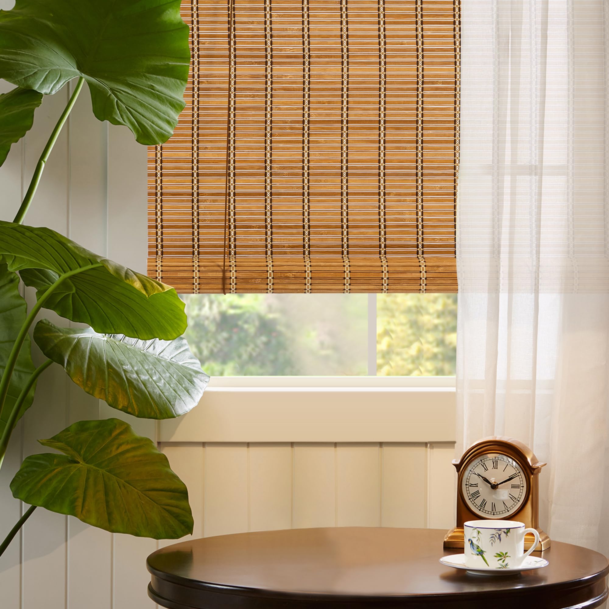 Store Occultant,Store Bambou Intérieur,Protection Solaire Protection visuelle Store à enroulement à tirage latéral pour Fenêtres et Portes,120x180 cm