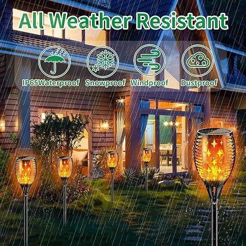 Miniatura 2 de YoungPower - Luces LED solares para exteriores, iluminación LED de paisaje de 43 pulgadas, para senderos al aire libre, impermeables, con llamas,