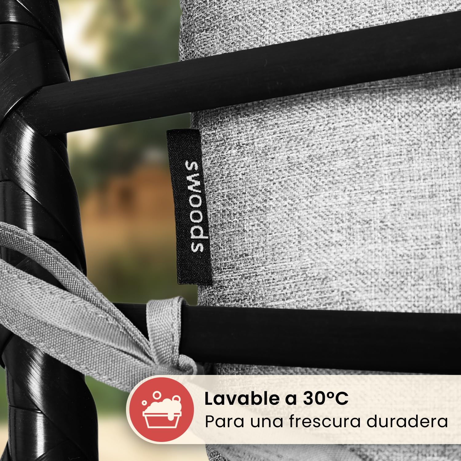 Swoods XXL Silla Colgante de Jardín - para Interior y Exterior - Silla Colgante con Base - Incluye Cojines - Resistente a la Intemperie - Carga máxima 150 kg