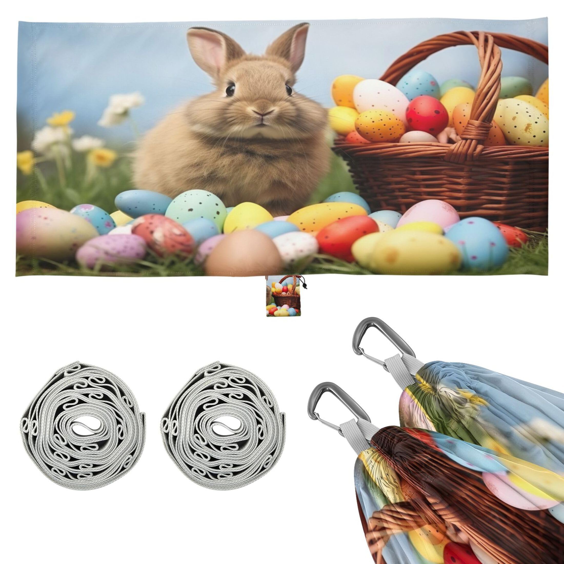 Takiito Easter Bunny Hammock 330 lb Capacity Travel Camping Hammock with Tree Straps, Portable Lightweight for Outdoor Beach Backpacking Backyard Patio