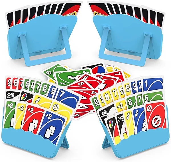 Tenyond Card Holders for Playing Cards - 4 Pack Playing Card Holder with Foldable Stand for Easy Storage and Travel Games, for Seniors, Little Hands, or Arthritis Hands, UNO, Poker