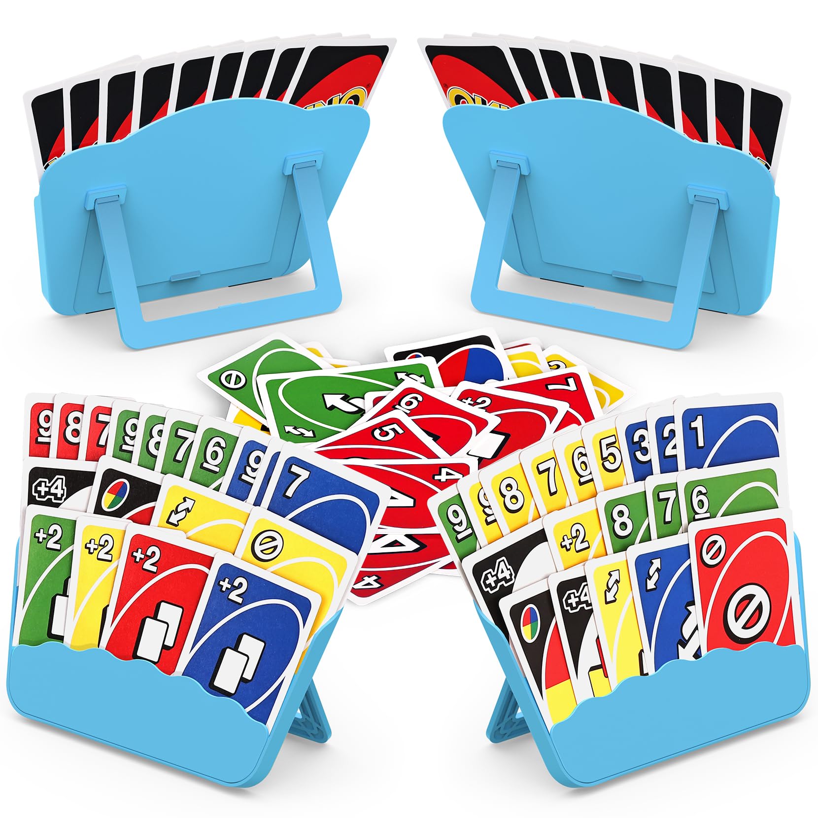 tenyond card holders for playing cards - 4 pack playing card holder wfoldable stand for easy storage and travel games seniors little hand or arthritis hand uno poker for halloween game nigths