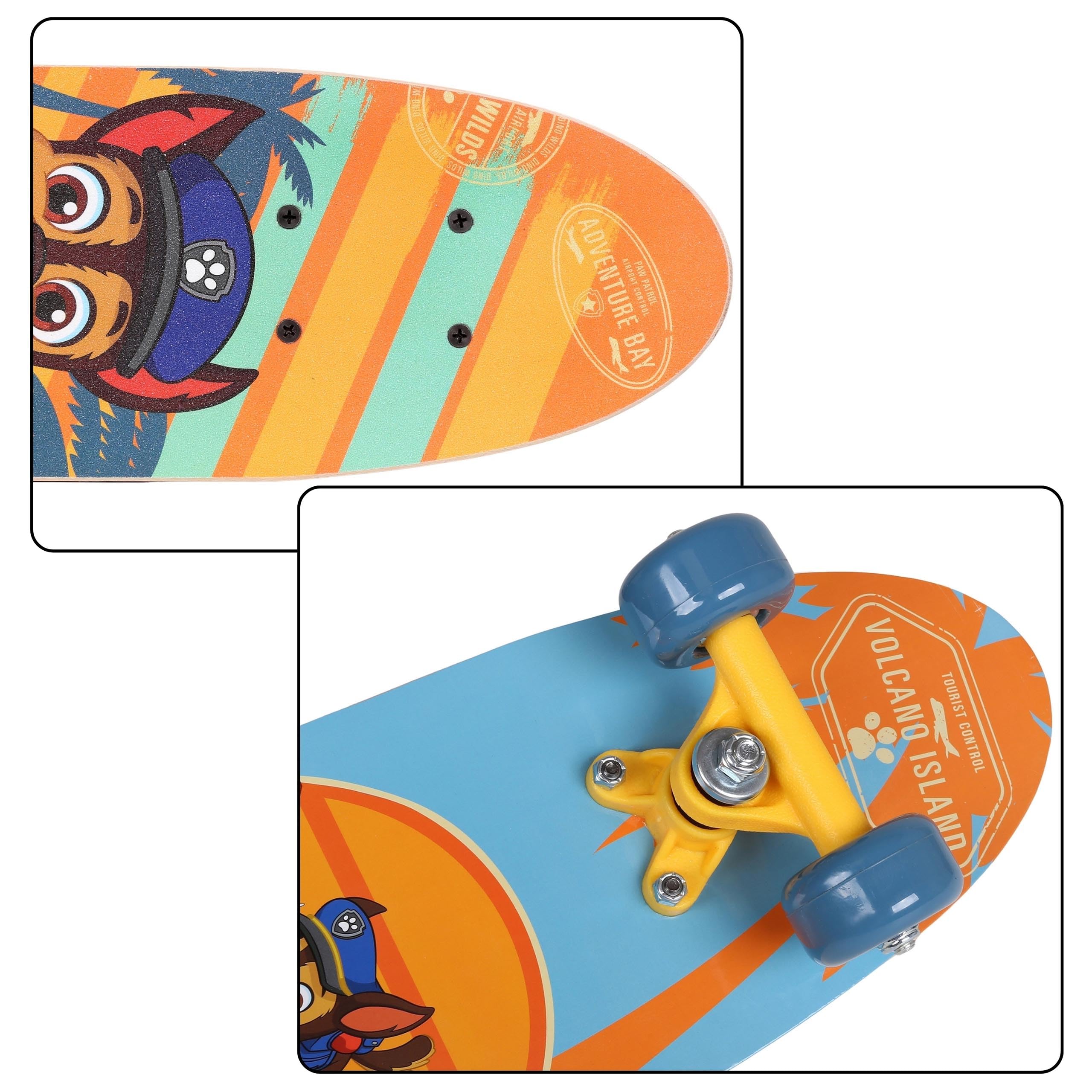 Paw Patrol Chase Monopatín de Madera para niños, Tabla Antideslizante 20-50kg, 61 cm