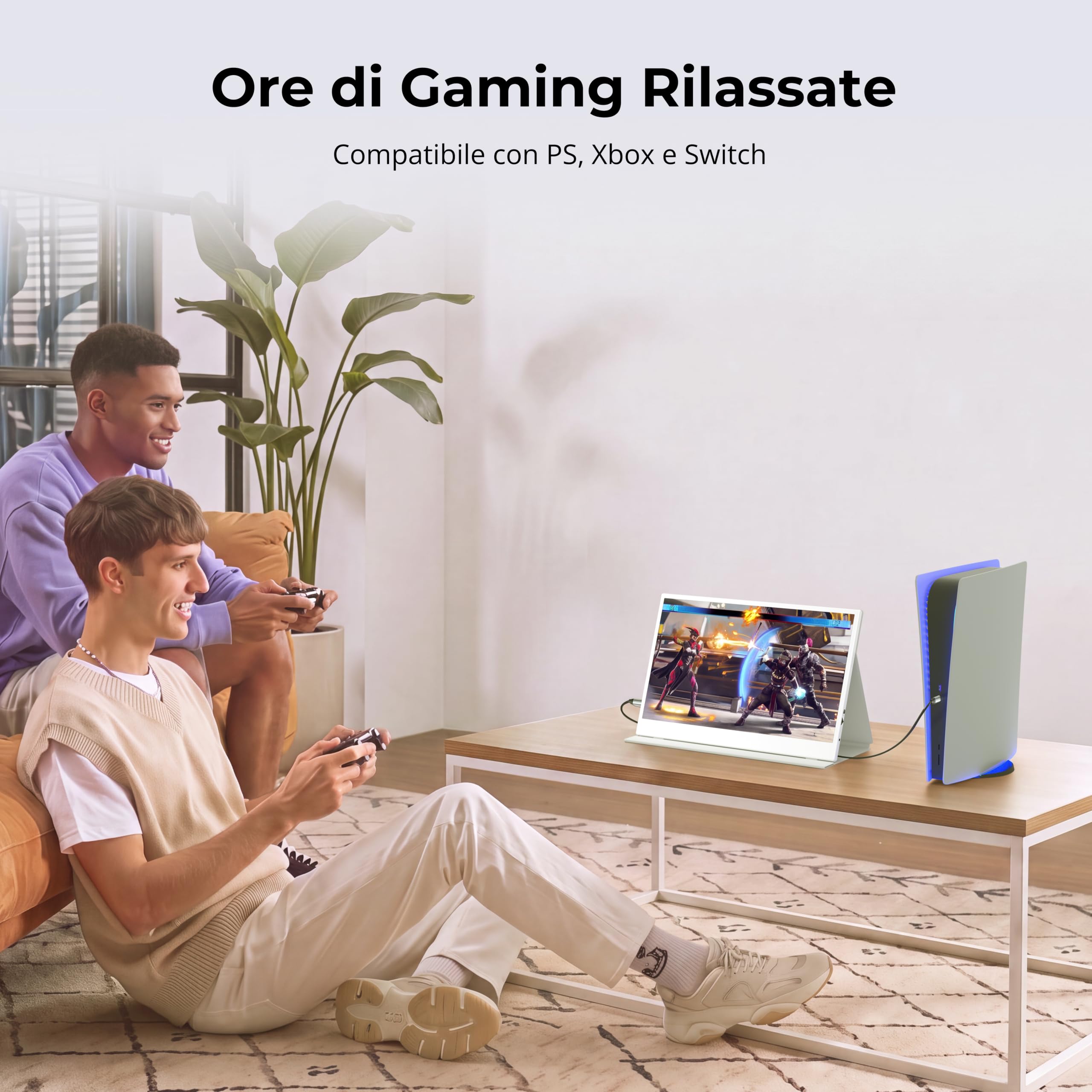 UFYQL Monitor portatile 15,6" IPS FHD 1920x1080 | Schermo esterno per notebook leggero, USB-C/Mini HDMI, altoparlanti, custodia intelligente, supporto VESA, compatibile PC, Mac, PS5, Xbox