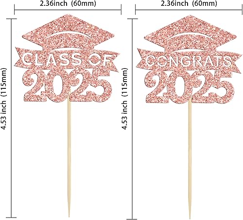 Miniatura 2 de 36 piezas de graduación 2024 decoraciones para cupcakes con purpurina para la clase de 2024, decoraciones para fiestas temáticas de graduación 2024,